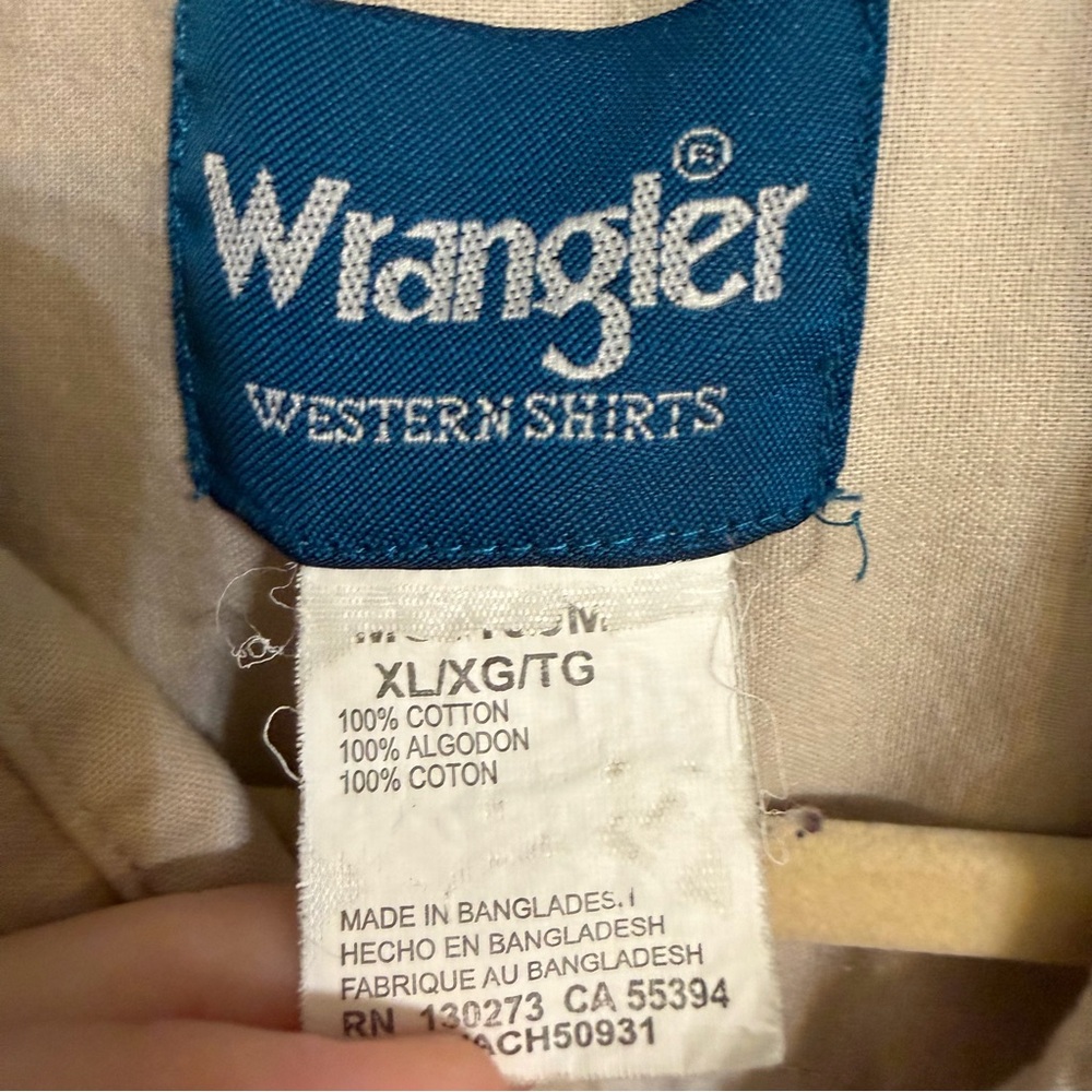 Vintage 90s Wrangler Western Pearl Snap Horse Wagon Print Shirt XL Cowboy Ranch - Picture 8 of 11